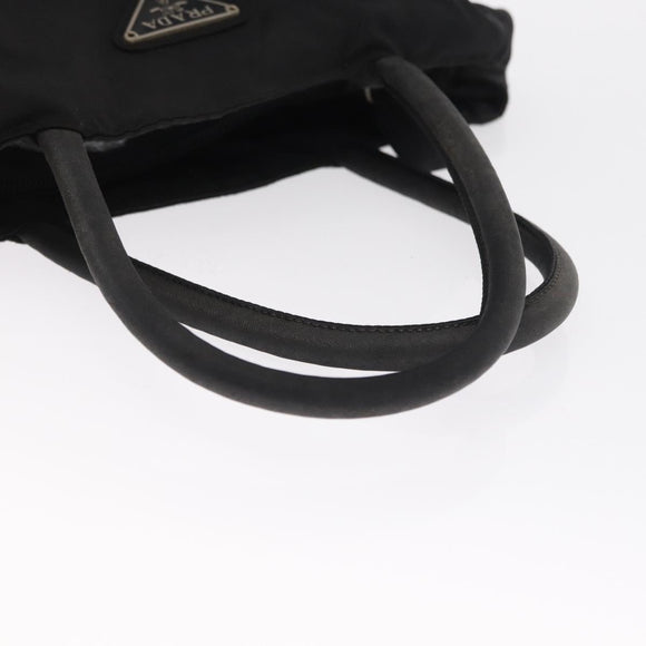 PRADA Hand Bag Nylon Black Silver Auth 163254