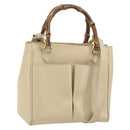 GUCCI Bamboo Hand Bag Leather 2way Ivory Gold 000 1364 0316 Auth 163255-1