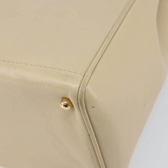GUCCI Bamboo Hand Bag Leather 2way Ivory Gold 000 1364 0316 Auth 163255