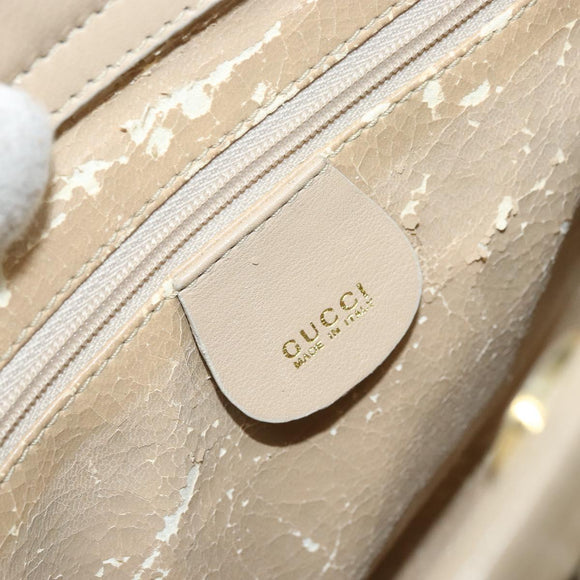 GUCCI Bamboo Hand Bag Leather 2way Ivory Gold 000 1364 0316 Auth 163255