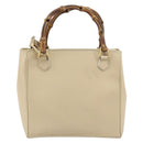 GUCCI Bamboo Hand Bag Leather 2way Ivory Gold 000 1364 0316 Auth 163255-3