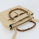 GUCCI Bamboo Hand Bag Leather 2way Ivory Gold 000 1364 0316 Auth 163255-6
