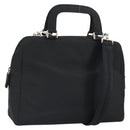 PRADA Hand Bag Nylon 2way Black Silver Auth 163263-1