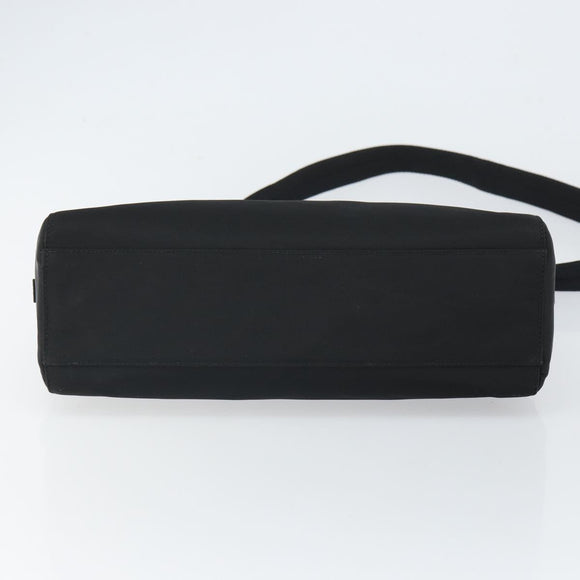 PRADA Hand Bag Nylon 2way Black Silver Auth 163263