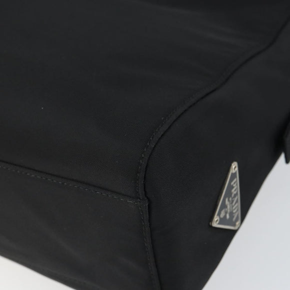 PRADA Hand Bag Nylon 2way Black Silver Auth 163263