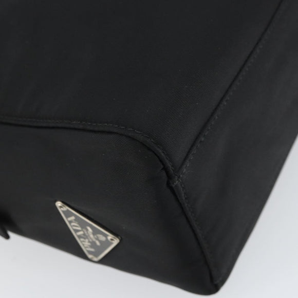 PRADA Hand Bag Nylon 2way Black Silver Auth 163263