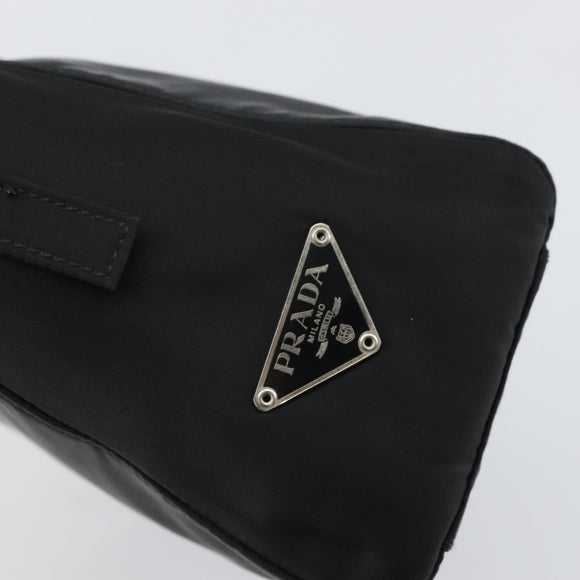 PRADA Hand Bag Nylon 2way Black Silver Auth 163263