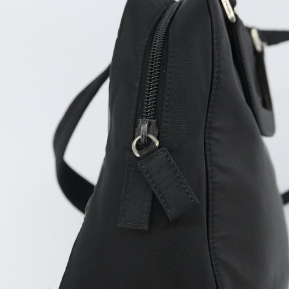 PRADA Hand Bag Nylon 2way Black Silver Auth 163263