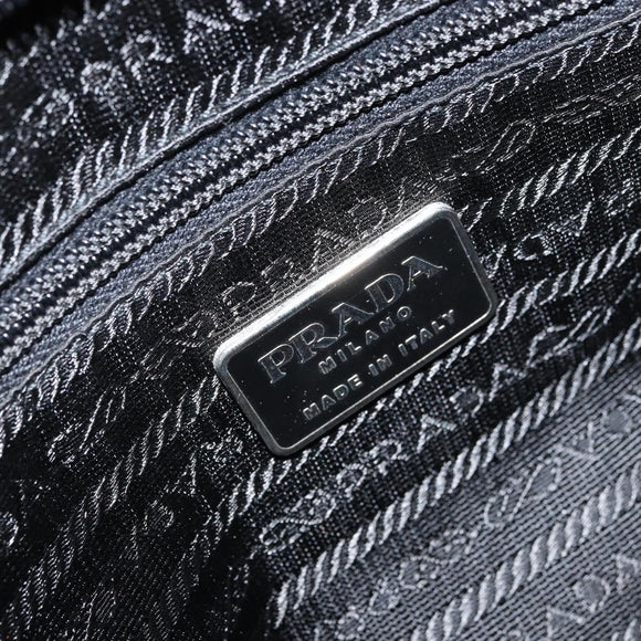 PRADA Hand Bag Nylon 2way Black Silver Auth 163263