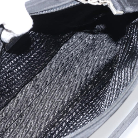 PRADA Hand Bag Nylon 2way Black Silver Auth 163263