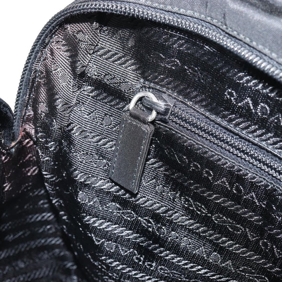 PRADA Hand Bag Nylon 2way Black Silver Auth 163263
