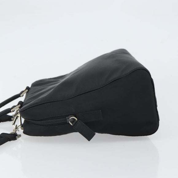 PRADA Hand Bag Nylon 2way Black Silver Auth 163263