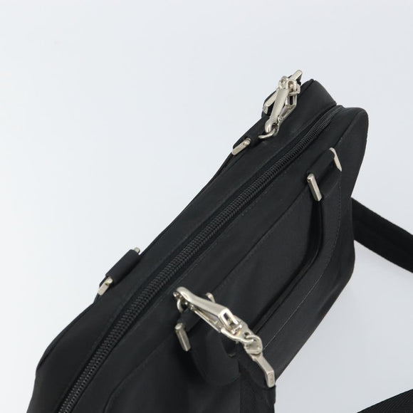 PRADA Hand Bag Nylon 2way Black Silver Auth 163263