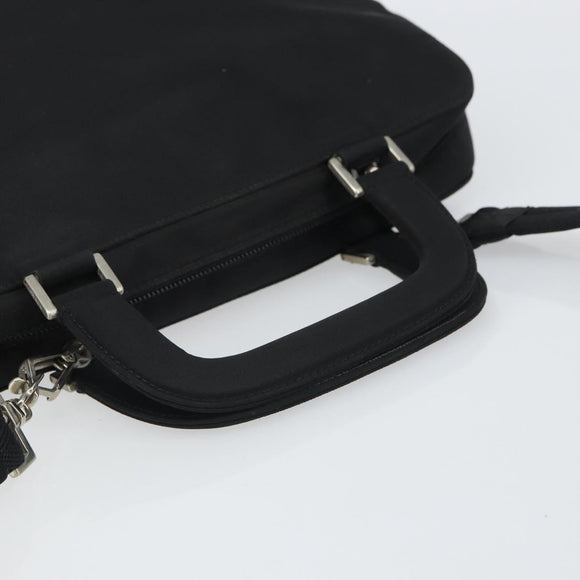 PRADA Hand Bag Nylon 2way Black Silver Auth 163263