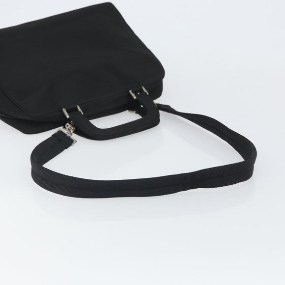 PRADA Hand Bag Nylon 2way Black Silver Auth 163263
