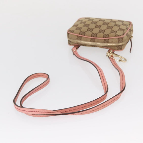 GUCCI GG Canvas Shoulder Bag Beige White gold 120975 Auth 163265