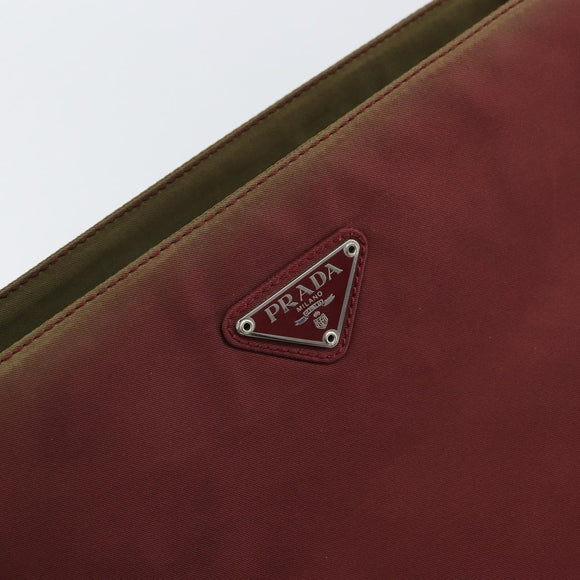 PRADA Tote Bag Nylon Bordeaux Silver Auth 163266