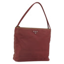 PRADA Tote Bag Nylon Bordeaux Silver Auth 163266-1