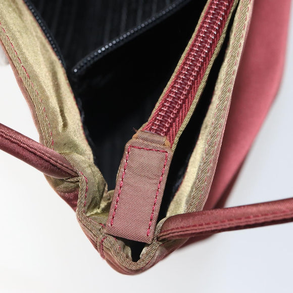 PRADA Tote Bag Nylon Bordeaux Silver Auth 163266