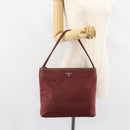 PRADA Tote Bag Nylon Bordeaux Silver Auth 163266-25