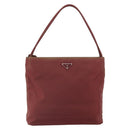 PRADA Tote Bag Nylon Bordeaux Silver Auth 163266-13