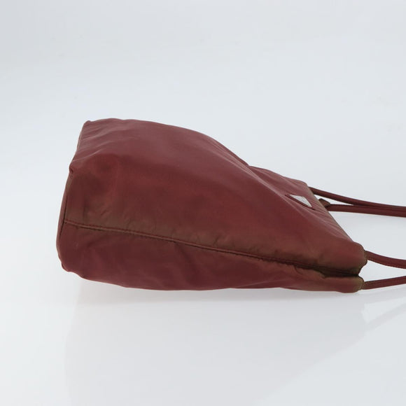 PRADA Tote Bag Nylon Bordeaux Silver Auth 163266