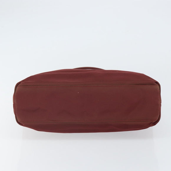 PRADA Tote Bag Nylon Bordeaux Silver Auth 163266