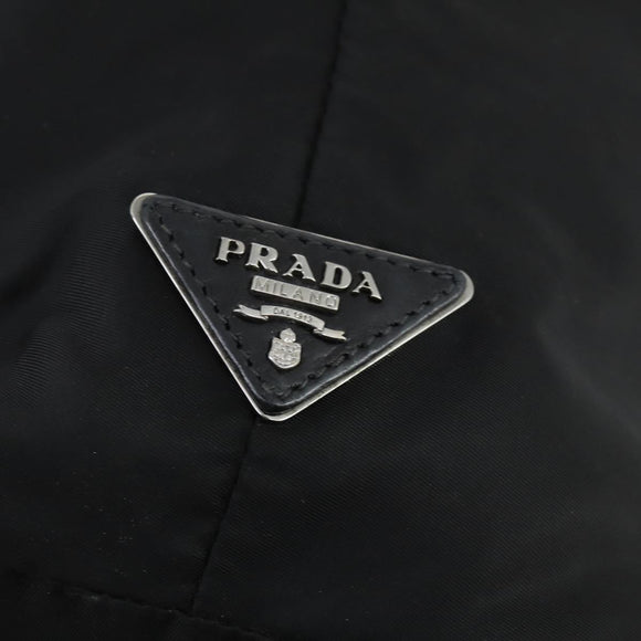 PRADA Hand Bag Nylon Black Silver Auth 163269