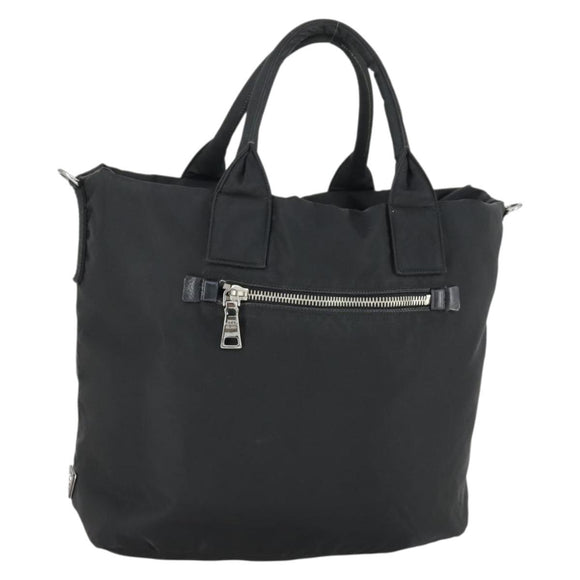 PRADA Hand Bag Nylon Black Silver Auth 163269