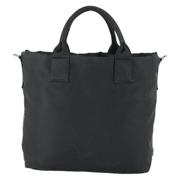 PRADA Hand Bag Nylon Black Silver Auth 163269