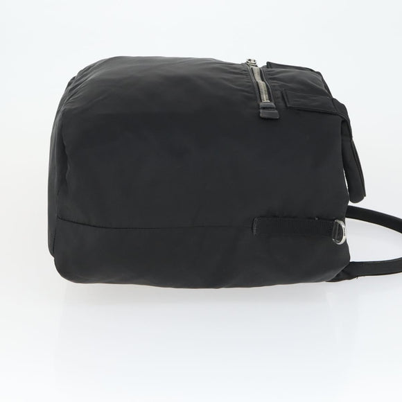 PRADA Hand Bag Nylon Black Silver Auth 163269