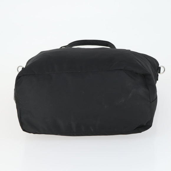 PRADA Hand Bag Nylon Black Silver Auth 163269