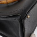 GUCCI Bamboo Hand Bag Leather Black Gold 02 1059 260 Auth 163270-15