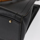 GUCCI Bamboo Hand Bag Leather Black Gold 02 1059 260 Auth 163270-16