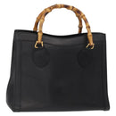 GUCCI Bamboo Hand Bag Leather Black Gold 02 1059 260 Auth 163270-1