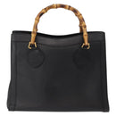 GUCCI Bamboo Hand Bag Leather Black Gold 02 1059 260 Auth 163270-13