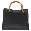 GUCCI Bamboo Hand Bag Leather Black Gold 02 1059 260 Auth 163270-2