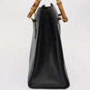 GUCCI Bamboo Hand Bag Leather Black Gold 02 1059 260 Auth 163270-3