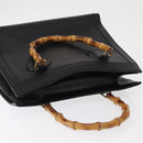 GUCCI Bamboo Hand Bag Leather Black Gold 02 1059 260 Auth 163270-6