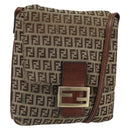 FENDI Zucchino Canvas Mamma Baguette Shoulder Bag Beige Gold Auth 163271-1
