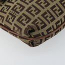 FENDI Zucchino Canvas Mamma Baguette Shoulder Bag Beige Gold Auth 163271-14