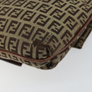 FENDI Zucchino Canvas Mamma Baguette Shoulder Bag Beige Gold Auth 163271-15