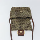 FENDI Zucchino Canvas Mamma Baguette Shoulder Bag Beige Gold Auth 163271-10
