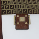 FENDI Zucchino Canvas Mamma Baguette Shoulder Bag Beige Gold Auth 163271-18