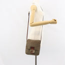 FENDI Zucchino Canvas Mamma Baguette Shoulder Bag Beige Gold Auth 163271-23