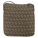 FENDI Zucchino Canvas Mamma Baguette Shoulder Bag Beige Gold Auth 163271-2