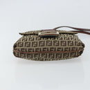 FENDI Zucchino Canvas Mamma Baguette Shoulder Bag Beige Gold Auth 163271-5