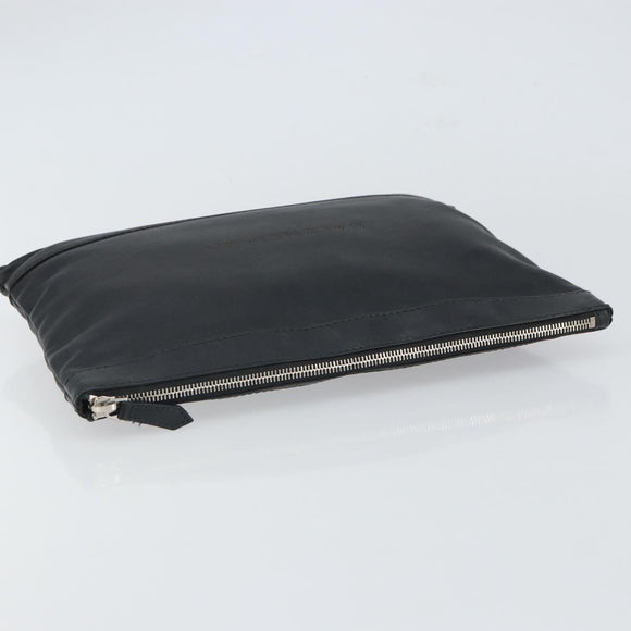 BALENCIAGA Clutch Bag Leather Black Silver 373834 Auth 163272
