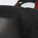 GUCCI GG Canvas Web Sherry Line Hand Bag Nylon Black Silver 131228 Auth 163273-10