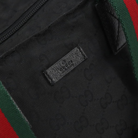 GUCCI GG Canvas Web Sherry Line Hand Bag Nylon Black Silver 131228 Auth 163273